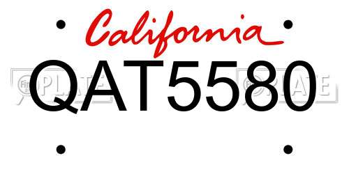 QAT5580 California License Plate