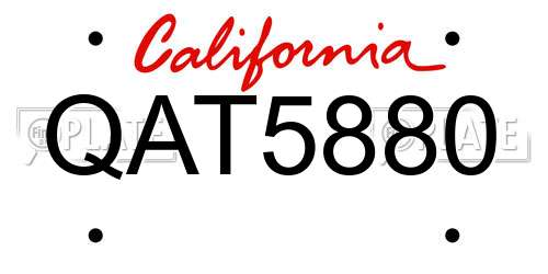 QAT5880 California License Plate