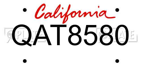 QAT8580 California License Plate