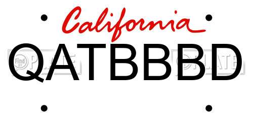QATBBBD California License Plate