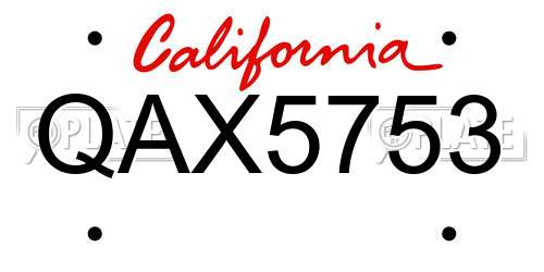 QAX5753 California License Plate