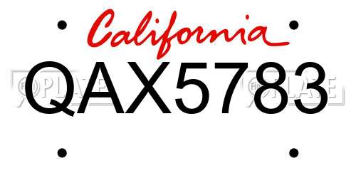 QAX5783 California License Plate