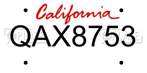 QAX8753 California License Plate