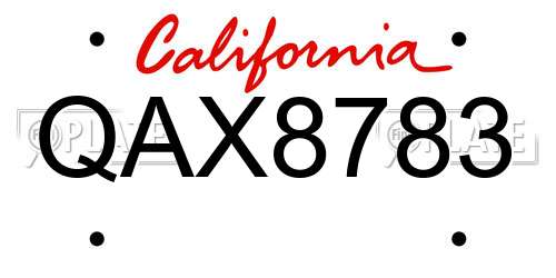 QAX8783 California License Plate