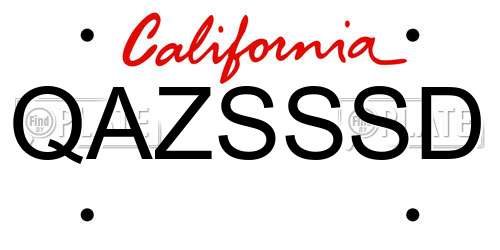QAZSSSD California License Plate