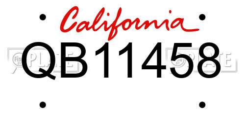 QB11458 California License Plate