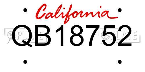 QB18752 California License Plate