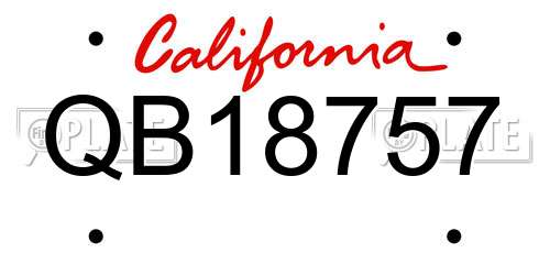 QB18757 California License Plate