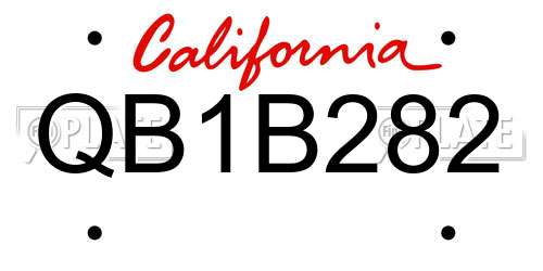 QB1B282 California License Plate