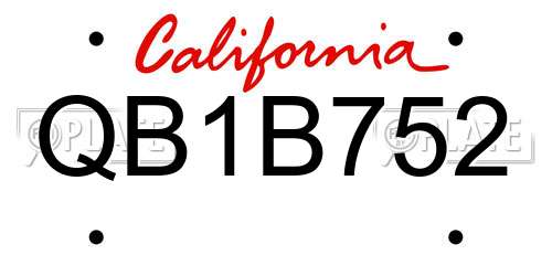 QB1B752 California License Plate