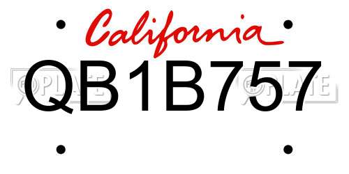 QB1B757 California License Plate