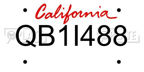 QB1I488 California License Plate
