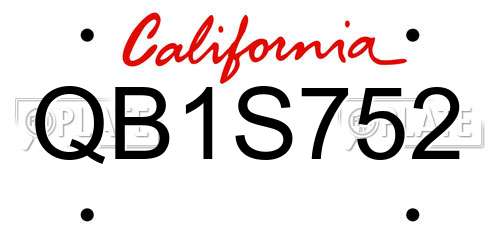 QB1S752 California License Plate