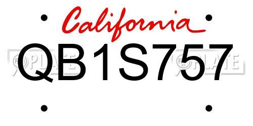 QB1S757 California License Plate