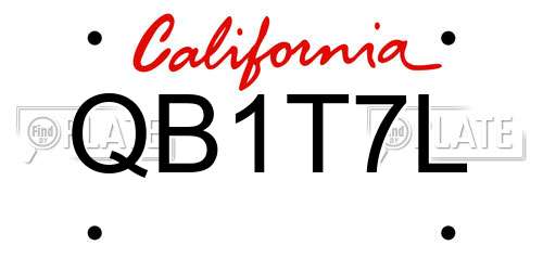 QB1T7L California License Plate