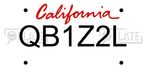 QB1Z2L California License Plate