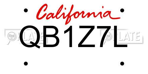 QB1Z7L California License Plate