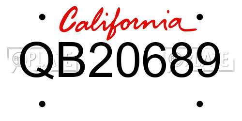 QB20689 California License Plate