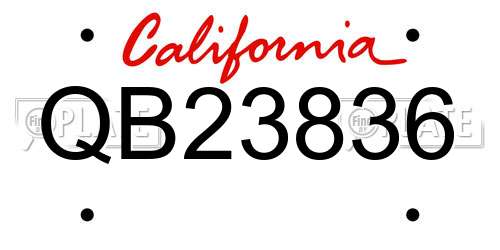 QB23836 California License Plate