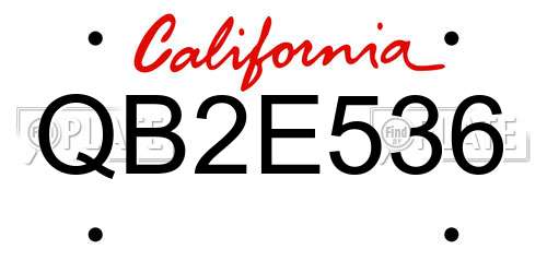 QB2E536 California License Plate