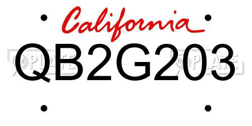 QB2G203 California License Plate
