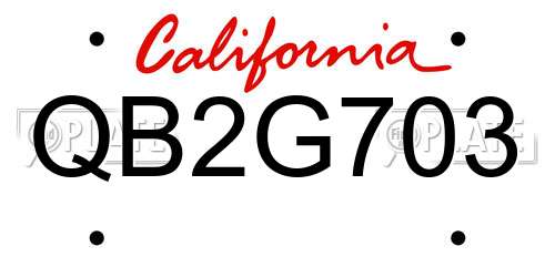 QB2G703 California License Plate