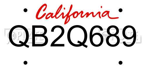 QB2Q689 California License Plate