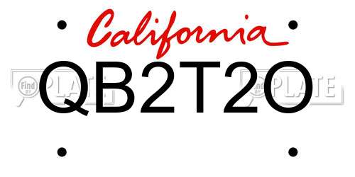QB2T2O California License Plate