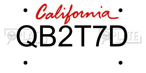 QB2T7D California License Plate
