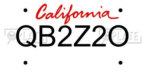 QB2Z2O California License Plate
