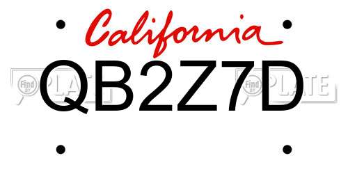 QB2Z7D California License Plate