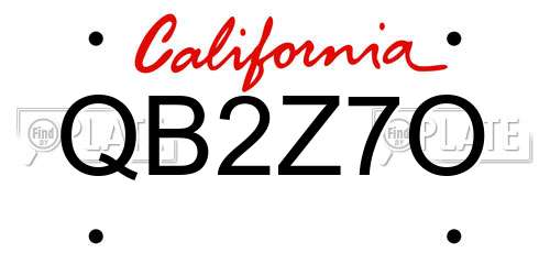 QB2Z7O California License Plate