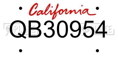 QB30954 California License Plate