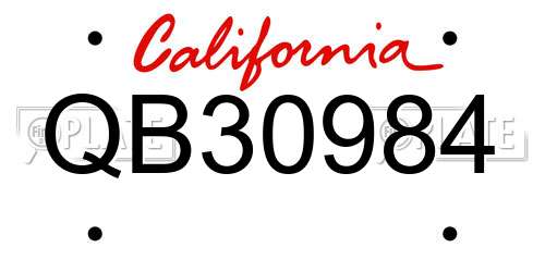 QB30984 California License Plate