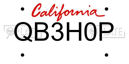 QB3H0P California License Plate