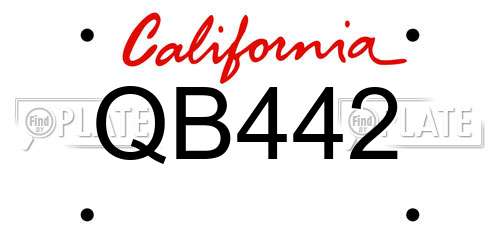QB442 California License Plate