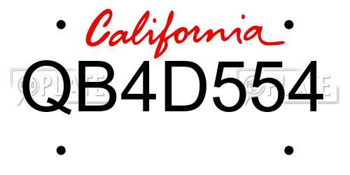 QB4D554 California License Plate