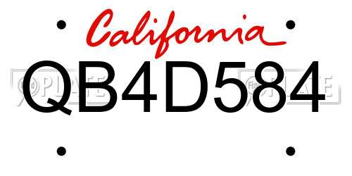 QB4D584 California License Plate