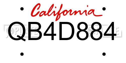 QB4D884 California License Plate