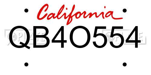 QB4O554 California License Plate