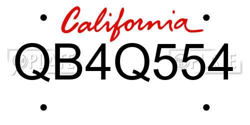 QB4Q554 California License Plate