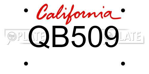 QB509 California License Plate