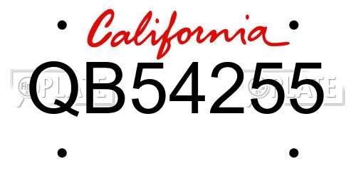 QB54255 California License Plate
