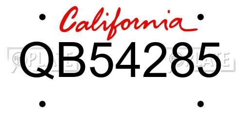 QB54285 California License Plate