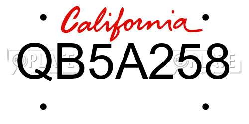 QB5A258 California License Plate