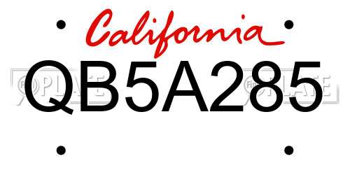QB5A285 California License Plate