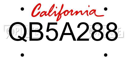 QB5A288 California License Plate