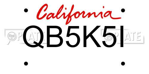 QB5K5I California License Plate