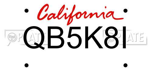 QB5K8I California License Plate