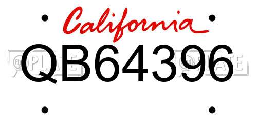 QB64396 California License Plate